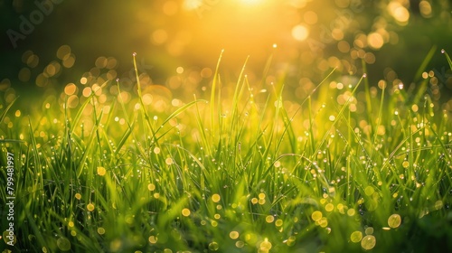 grass with dew nature background