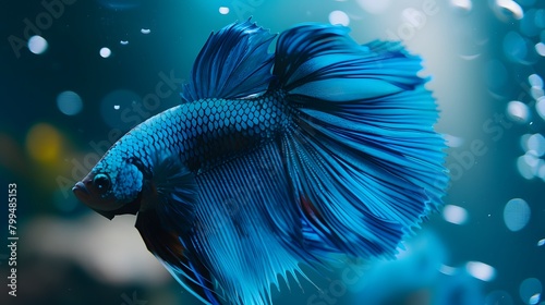 close-up of blue Siamese fighting fish betta splendens 