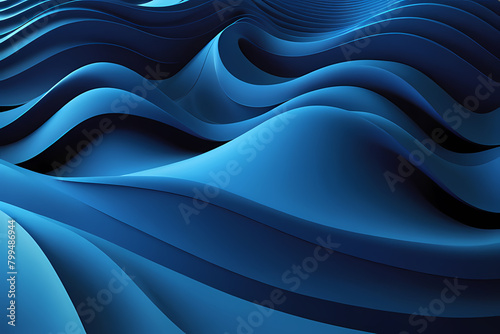 Abstract blue wavy lines flowing smooth curve gold gradient color in concept of luxury, technology, modern.