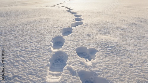 Winter, as a silent wanderer in the snow, leaving footprints on a pristine white canvas