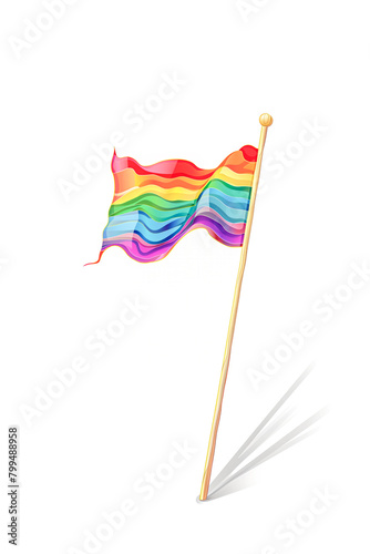 A rainbow flag is on a white background © Erik González