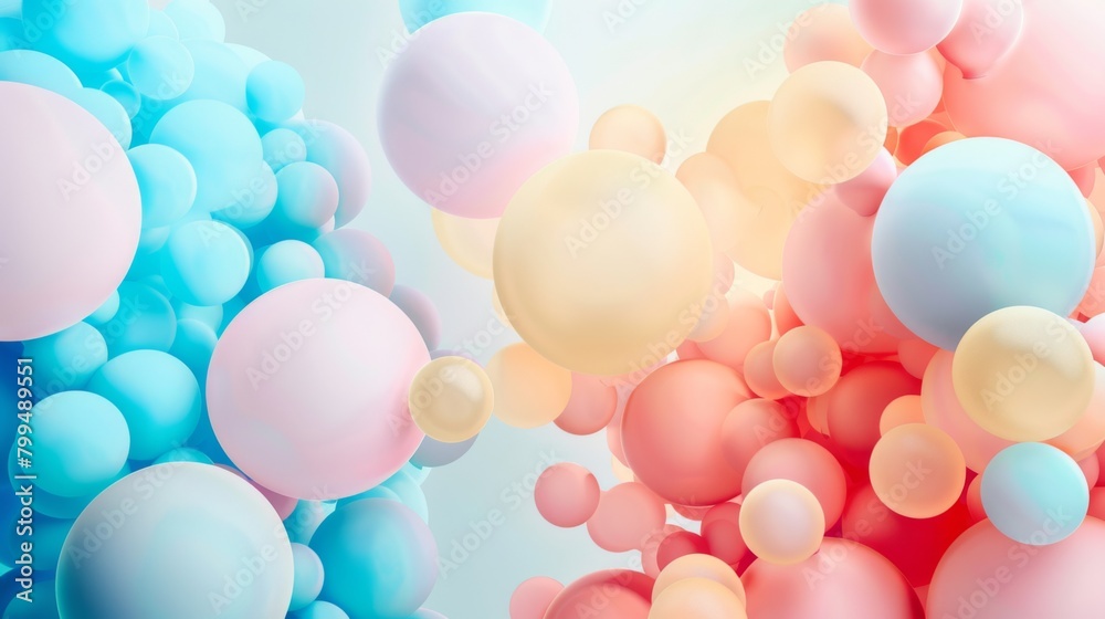 Abstract Colorful Spheres Background in Pastel Tones
