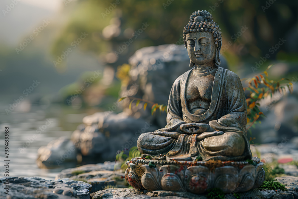 A sense of serenity envelops the individual, calming their troubled mind and soothing their soul. Concept of peace and tranquility. Generative Ai. A sense of serenity envelops the individual, calming their troubled mind and soothing their soul. Concept of peace and tranquility. Generative Ai.