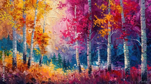 Aspen autumn forest mountain colorful trees