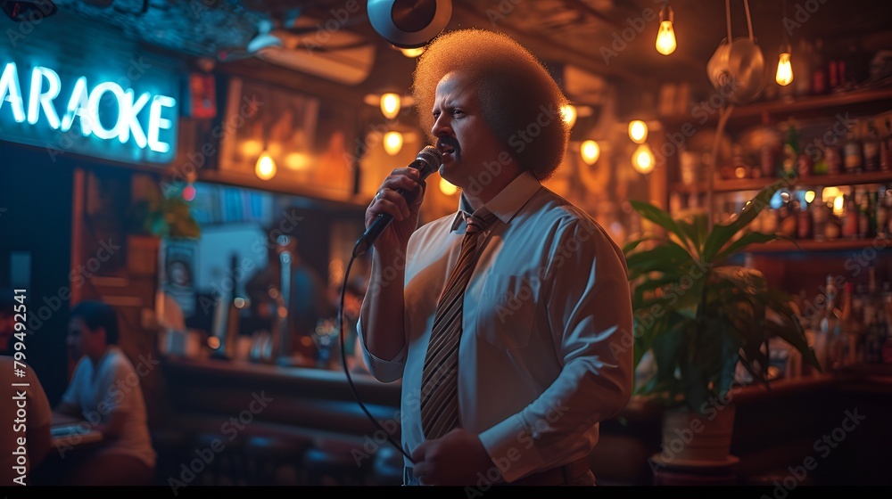 Eccentric and quirky office workers sings karaoke after work - hobby - passionate - perform - idiosyncratic humor - offbeat humor - part of office worker sequence Eccentric and quirky office workers sings karaoke after work - hobby - passionate - perform - idiosyncratic humor - offbeat humor - part of office worker sequence