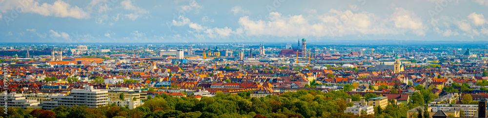 Fototapeta premium Aerial view of new build area in Munich, the capital and most populous city of Bavaria