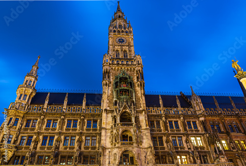 Evening view of Marienplatz in Munich