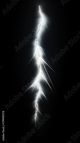 Silver lightning, isolated on a black background vector illustration glowing silver electric flash
