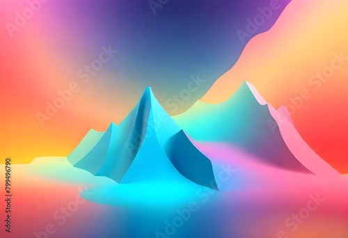 Colorful 3D Mountain Landscape