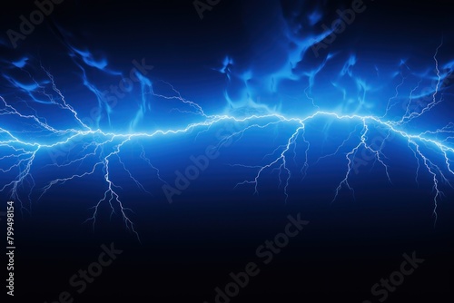 Sky blue lightning  isolated on a black background vector illustration glowing sky blue electric flash thunder lighting blank empty pattern with copy space