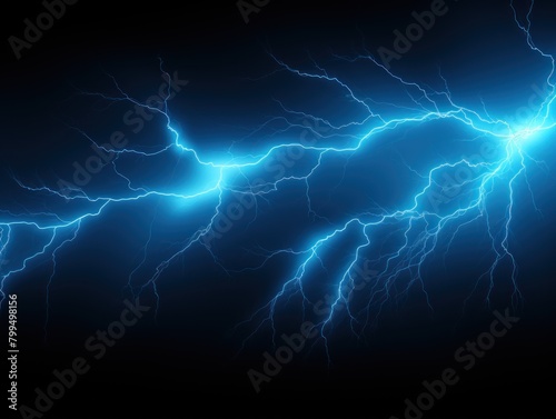Sky blue lightning, isolated on a black background vector illustration glowing sky blue electric flash thunder lighting blank empty pattern with copy space