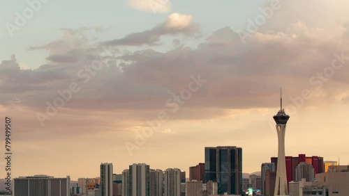 Las Vegas Sunset Skyline Clouds Cityscape Time Lapse Nevada USA