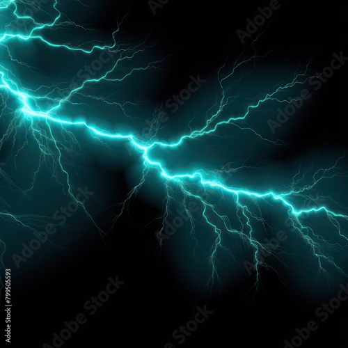 Turquoise lightning, isolated on a black background vector illustration glowing turquoise electric flash thunder lighting blank empty pattern with copy space