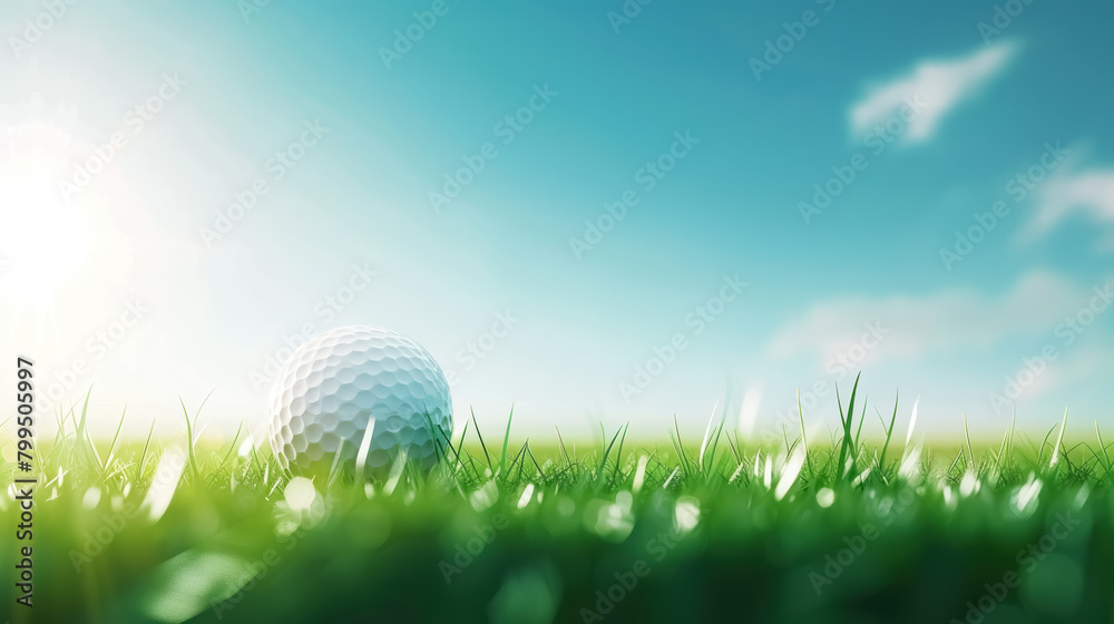 golf ball on field with morning dew and sunrise backdrop golf ball on field with morning dew and sunrise backdrop