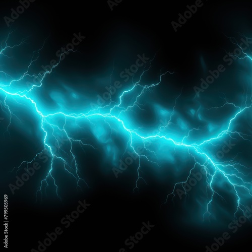 Turquoise lightning, isolated on a black background vector illustration glowing turquoise electric flash thunder lighting blank empty pattern with copy space