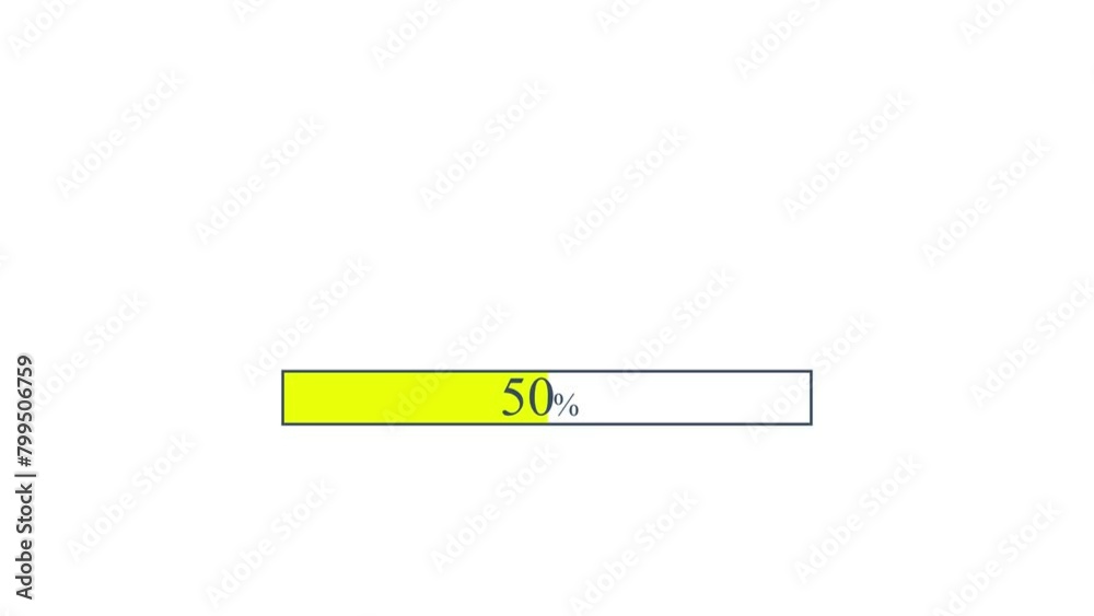 4k 0-100 counting loading Animation bar. 0 to 100 percent rendering. 60fps number counting on a white background