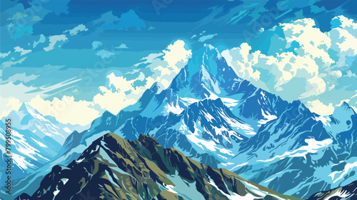 Sea Island Mountain. Fantasy Backdrop. Concept Art.