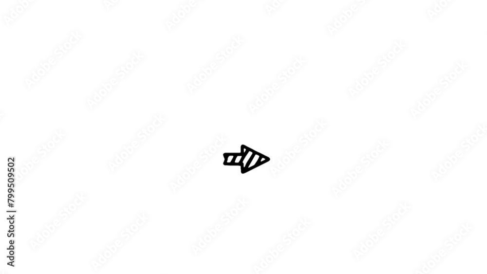 Black Arrow right side animation on a white background, 4k resolution of animated Arrow animation on a light background
