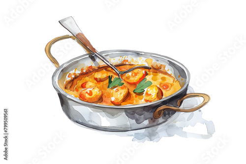 Minimalistic watercolor of Curry on a white background, cute and comical,