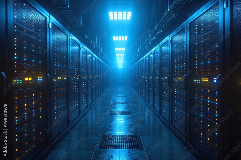 background of a digital server storage with neon lights background of a digital server storage with neon lights