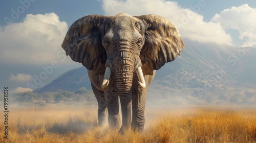 An imposing elephant charges forward in the wilderness, showcasing might and the raw power of nature