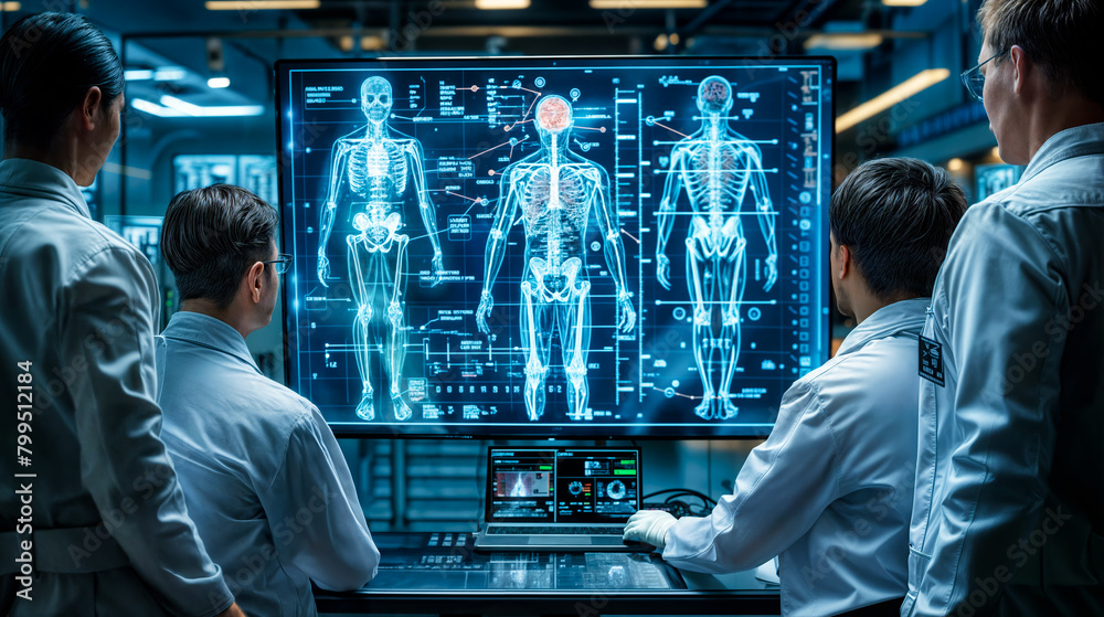 doctors in a clinic review x-ray images on a screen doctors in a clinic review x-ray images on a screen