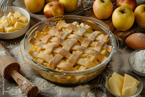 Traditional Polish Szarlotka (Apple Pie) preparation in a homely kitchen