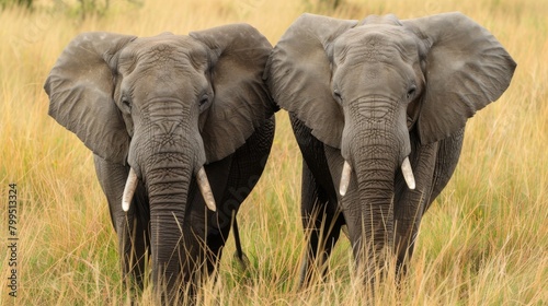 A well-composed symmetrical image of two elephant heads emerging from the sides, evoking a sense of balance and calm