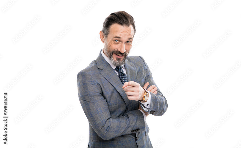 Business advertisement. Business man in suit isolated on white. Advertisement and announcement. Business offer. Successful businessman offering deal. Businessman suggest his company Business advertisement. Business man in suit isolated on white. Advertisement and announcement. Business offer. Successful businessman offering deal. Businessman suggest his company
