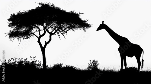 Giraffe Silhouette  A silhouette of a giraffe standing tall against the horizon