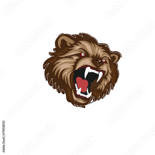 illustration of a bear's head that looks fierce