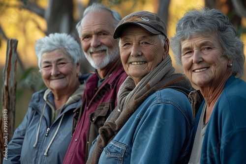 Group of happy elderly people in the park. Selective focus.