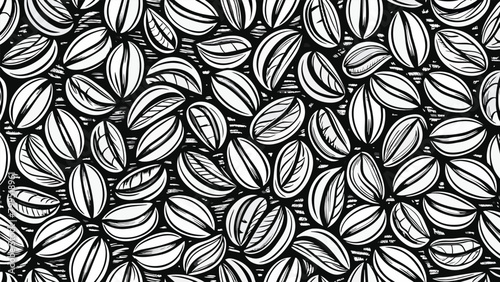 seamless floral pattern, coffee beans, background, illustration, vector