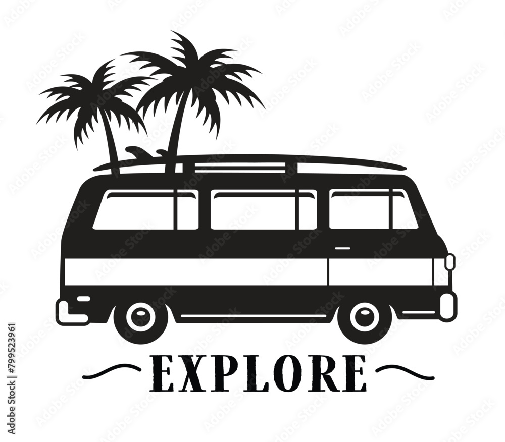 Road Trip exploration caravan silhouette