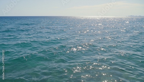 Sea water texture, sunlight shimmering on gentle waves, sense of calm and peace