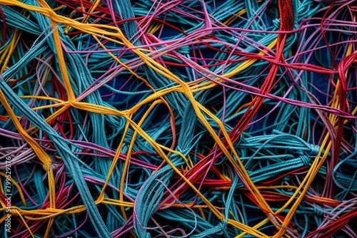 Intricate Web of Fiber Optic Cables Transmitting Data Signals pattern, texture, design, art, illustration, vector, color,