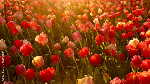 Tulips in sunlight during spring