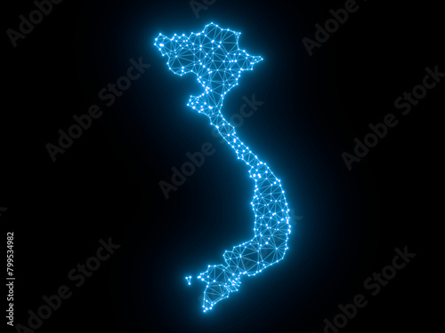 Obraz na płótnie A sketching style of the map Vietnam. An abstract image for a geographical design template. Image isolated on black background. w salonie