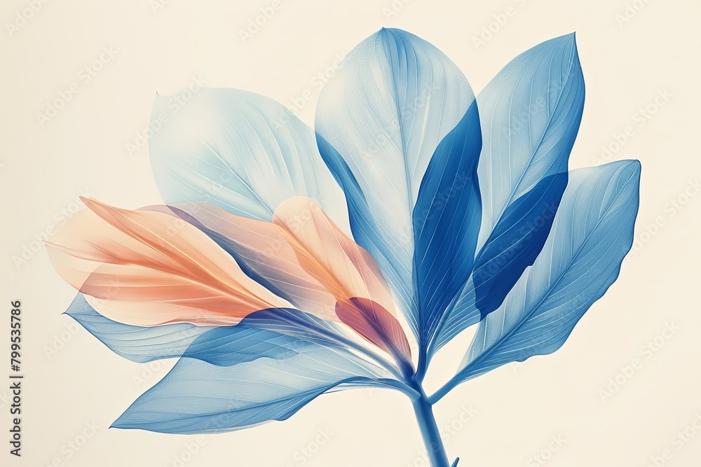Vertical Botanical Illustration: Stylized Petal in Captivating Blue Gradients for Modern Homes Vertical Botanical Illustration: Stylized Petal in Captivating Blue Gradients for Modern Homes