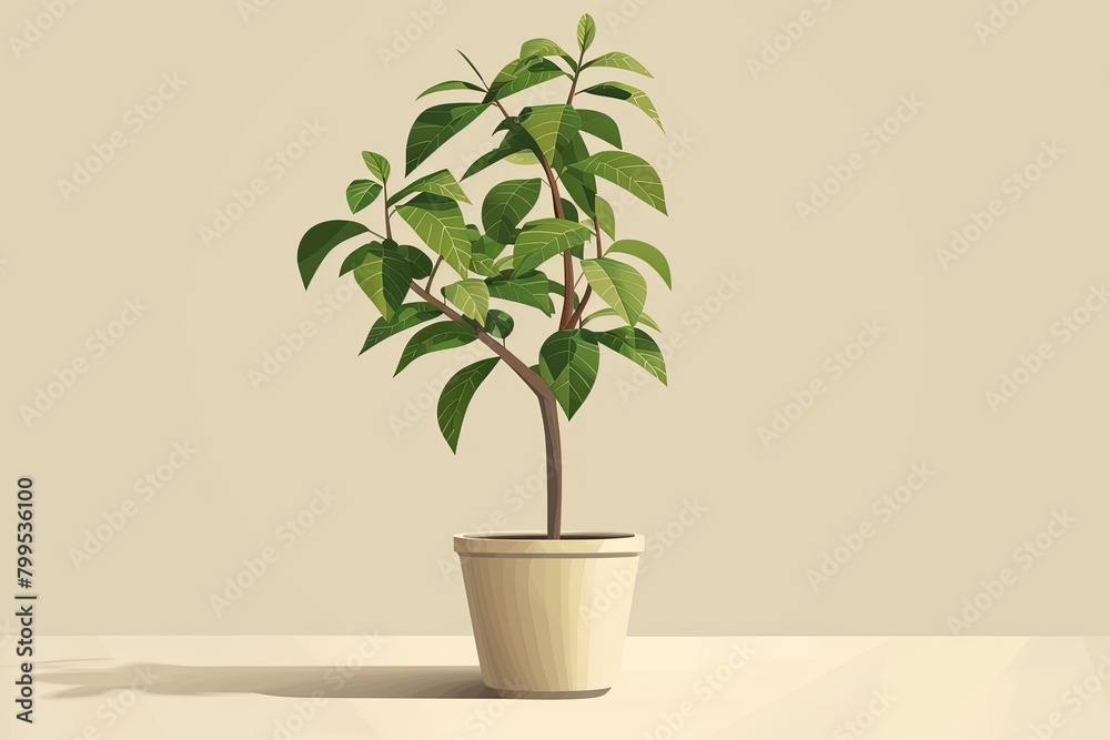 Forest Arboreal Growth: Anthropomorphic Tree Pot with Verdant Leaves Vector Forest Arboreal Growth: Anthropomorphic Tree Pot with Verdant Leaves Vector