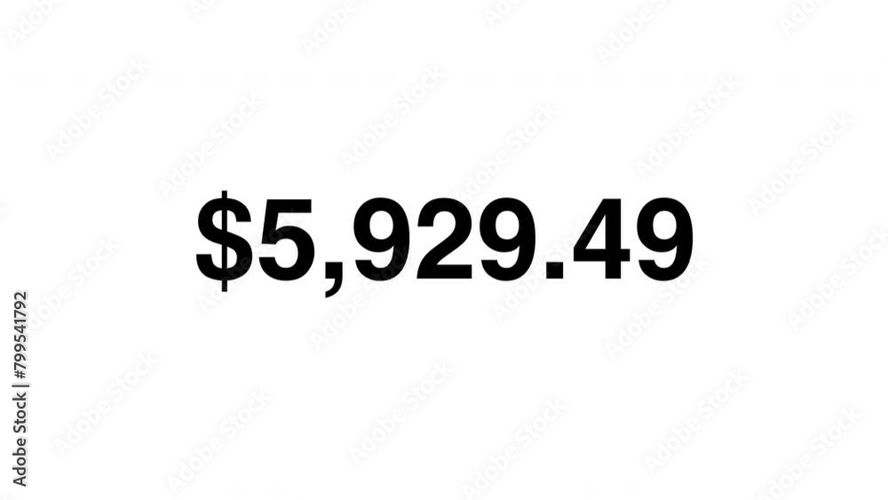 Dollar amount number increase graphics 1 to 10000 animation white background Dollar amount number increase graphics 1 to 10000 animation white background