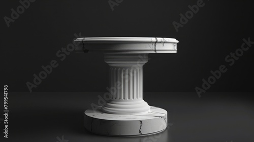 3d rendering of white marble pedestal isolated on black