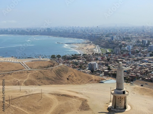 christ statue in lima looking over chorrillos from the perspective of la herradura