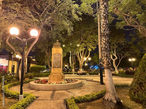 park in barrranco in lima by night