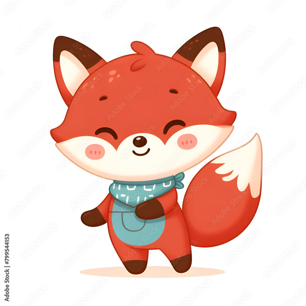 Cute fox vector with white background