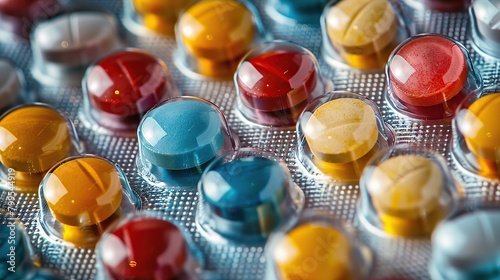 Pills in neat caplet packaging photo