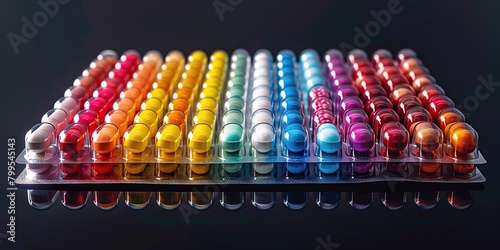 Pills in neat caplet packaging photo