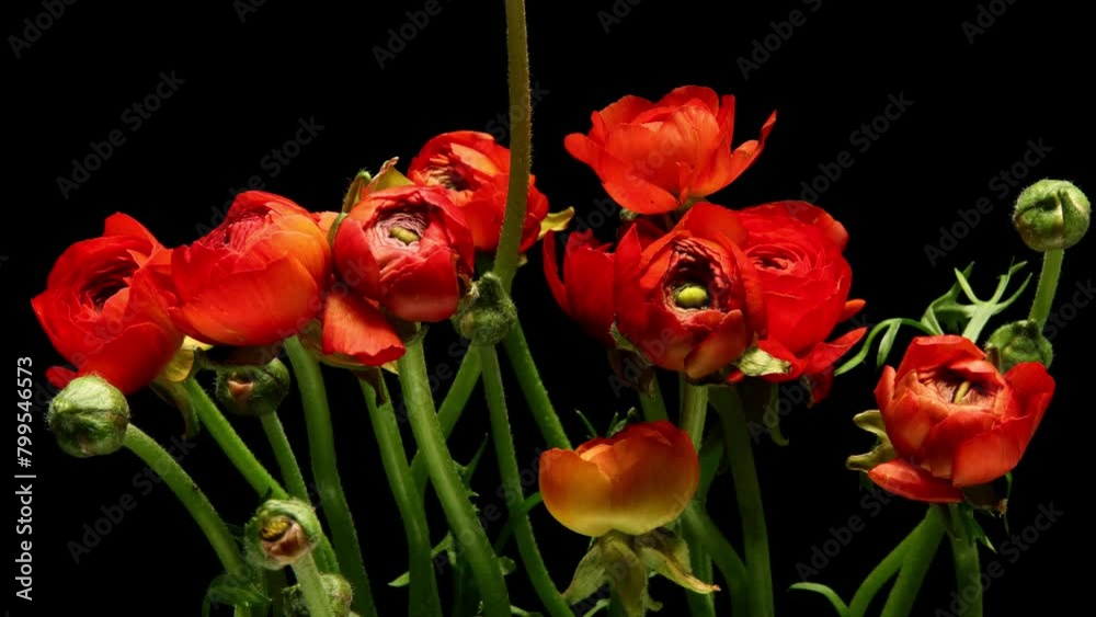 Time-lapse video of red Ranunculus flowers blooming Time-lapse video of red Ranunculus flowers blooming
