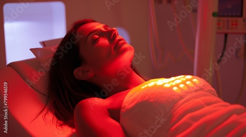 A physical the explaining how infrared rays trate deep into the body to promote healing and pain relief.. photo