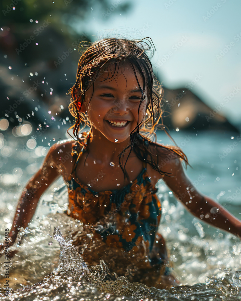 Happy Child Playing in Sea Waves
Happy Child Playing in Sea Waves